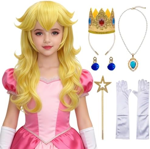 7 Pieces Girls Cosplay Wig Long Blonde Princess Costume Wig JZ045 by JMZIVIEE