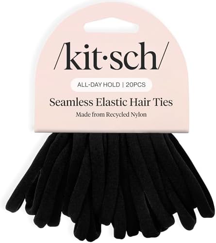 Kitsch Elastic Hair Ties No Damage | Stretchable Hair Bands - Black, 20pcs by Kitsch