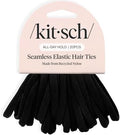 Kitsch Elastic Hair Ties No Damage | Stretchable Hair Bands - Black, 20pcs by Kitsch