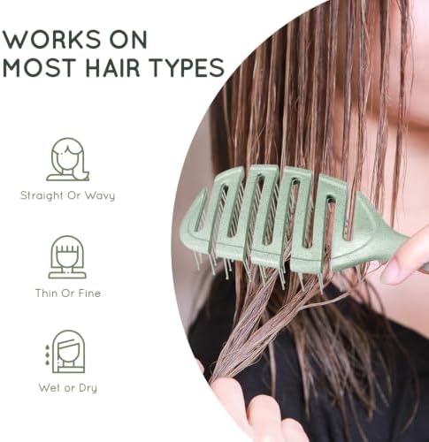 Detangler Hairbrush, Soft Bristle Detangling Brush, Quick Smoothing (Green) - Image 6