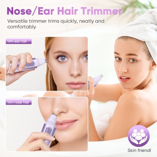 Ear and Nose Hair Trimmer Clipper - 2026 Professional Painless Eyebrow & Facial Hair Trimmer for Men Women, Battery-Operated Trimmer with IPX7 Waterproof, Dual Edge Blades for Easy Cleansing Lavender - Image 2
