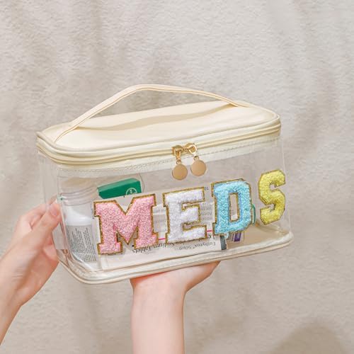 uekeboag Chenille Letter MEDS Clear Medicine Makeup Bag(04Black) - Image 4