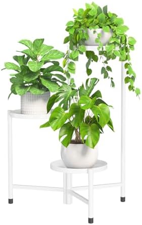 3 Tier Large Plant Stand Indoor Outdoor, 10 In Wide Tray, White by iDavosicly