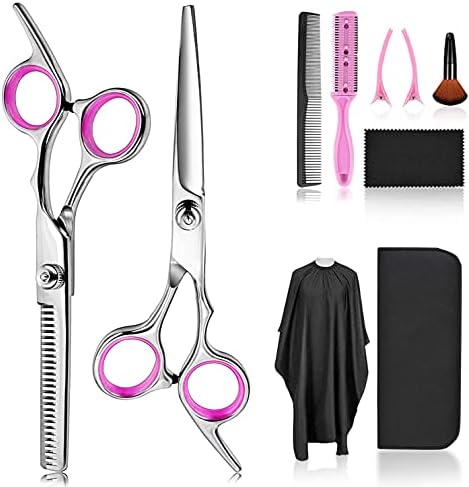 Hair Cutting Scissors Thinning Shears- Fcysy Professional Barber Sharp Hair Scissors Hairdressing Shears Kit with Haircut Accessories in Leather Case for Cutting Styling Hair for Women Men Pet by Fcysy