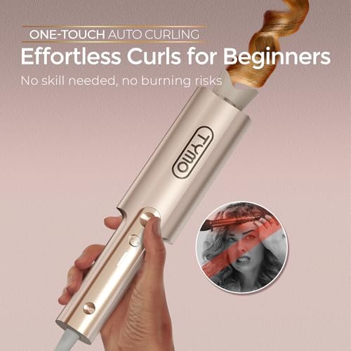 TYMO CurlPro Plus Automatic Rotating Curling Iron - Upgraded Long Barrel Curling Wand for Long Hair, Ceramic Hair Curler for Women, Anti-Scald, Tangle-Free, 600M Ionic, Dual Voltage, Gold, 1 1/4 Inch - Image 2