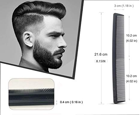 3 Pack Carbon Fiber Cutting Comb - Professional 8.15' Styling Comb for All Hair Types, Fine and Wide Tooth - Image 5