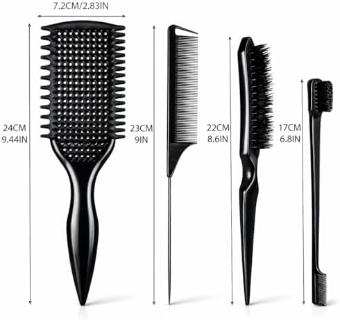 Detangler Brush for Curly Hair, Lightweight Curly Hair Brush with Vented Design for Easy Glide, Effortlessly Detangles Without Pulling or Snagging, Suitable for All Wet and Dry Hair Types (Black) - Image 2