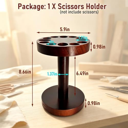 Rotating Hair Scissors Holder, Wooden Barber Scissors Storage Holder Salon Shears Holder Hair Stylist Scissors Container Hairdressing Tools - Image 4