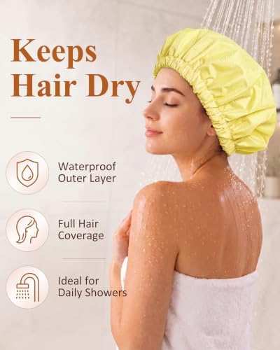 Edoneery Shower Caps for Women Reusable Waterproof, Shower Hair Cap - Image 2