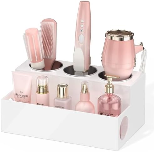NIUBEE Acrylic Hair Tool Organizer,Hair Dryer Holder Countertop with 3 Cups by NIUBEE