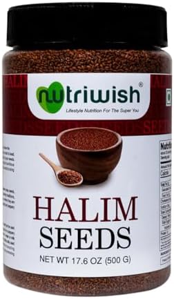 Nutriwish Natural Halim Seeds | 17.6 oz (500 g) | Pure & Natural Garden Cress | Safe & Beneficial Aliv Seeds | Halim Aliv Garden Cress Seeds for Eating | No Additives | High Protein Snack | by Nutriwish
