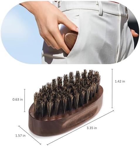 BFWood Small Travel Beard Brush - Natural Boar Bristles with Black Walnut Wood - Image 3
