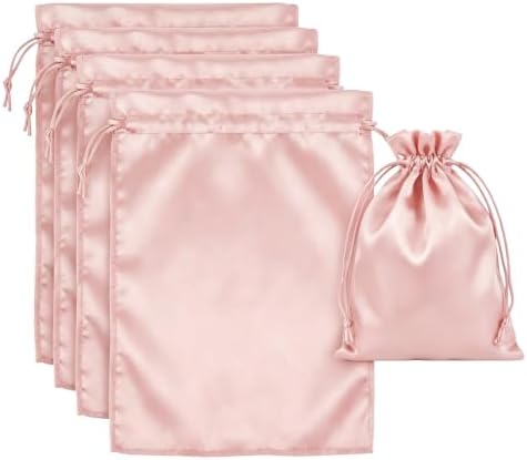 UPSTORE 5Pcs Satin Wig Storage Bags, Drawstring Silk Pouches for Hair by Unknown