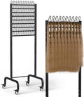 90 Pegs Braiding Hair Rack, Adjustable Metal Hair Separator Stand with Wheels, Hair Extension Holder for Hair Stylists, Braiders, Home, Salon, Beauty School, Black by Tigerden