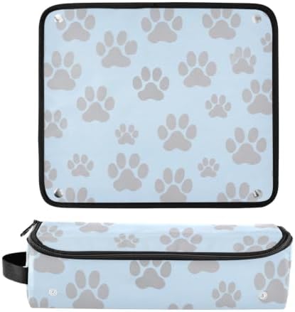 Hair Tools Travel Bag with Heat Resistant Mat 2-in-1 Hot Tools Travel Bag Organizer Flat Curling Iron Travel Case for Straightener Paw Print Blue - Image 3