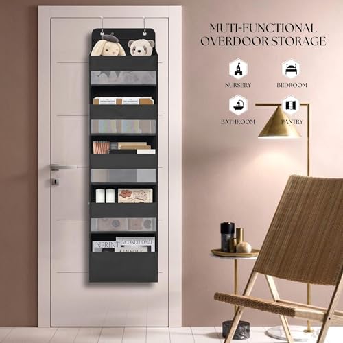 TYMENSH Over the Door Organizer for Bedroom Bathroom Pantry, 5 Shelf Black - Image 6