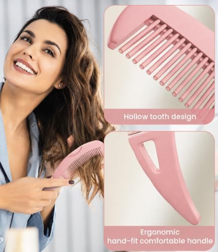 Dandruff Comb Removal 2PC Hollow Fine Tooth Scalp Detox Hair Care Tool (Pink 1PC) - Image 4