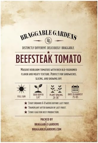 Beefsteak Tomato Seeds, 350 Heirloom Seeds | Full Sun, Large Meaty Slicing Tomatoes, for Sandwiches, Raised Beds & Outdoor Planting, Vegetable Garden - Image 3