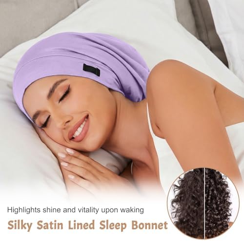 DEMAZALO 3Pcs Silk Satin Bonnet for Sleeping Hair Bonnet for Women Men - Image 2