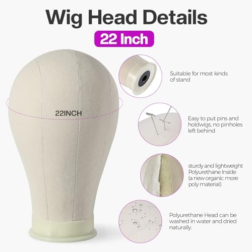 22 Inch Wig Stand Wig Head Mannequin Head with Tripod - Image 2