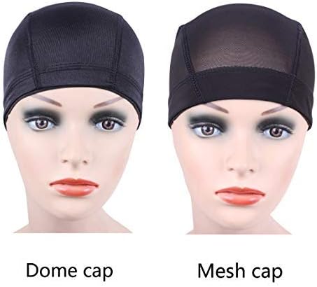 YANTAISIYU 2 Pcs/Lot Black Dome Cap Wig Caps Stretchy Wig Cap with Wide Elastic Band for Making Wig (Dome Cap M) - Image 2