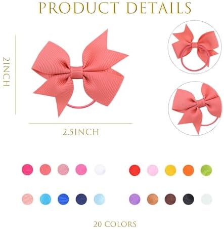 40Pcs Baby Hair Ties with Bows Elastic Ponytail Holders Small Hair Accessories for Kids Toddlers Infants (Mixed color 2) - Image 2