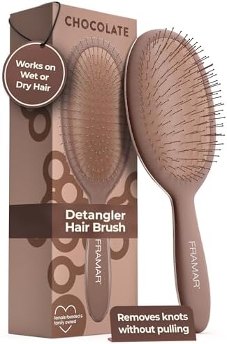 FRAMAR Chocolate Hair Brush Detangler, Wet Hair Brushes For Women by FRAMAR