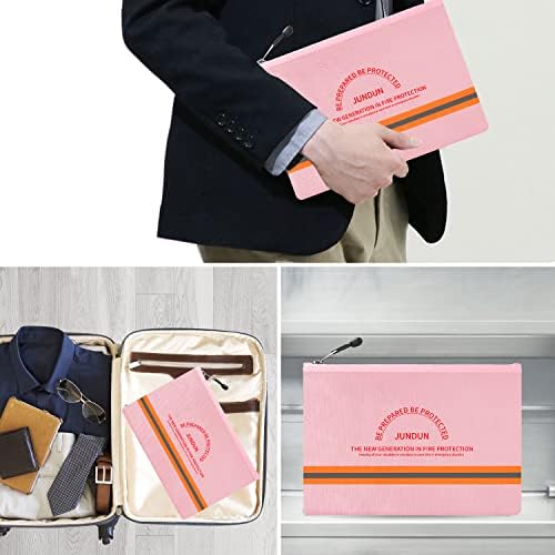JUNDUN Fireproof Document Bag,14.2”x 10.0”Waterproof and Fireproof Money Bag with Aluminum Foil Lining,Fireproof Safe Storage Pouch with Zipper for Document and Cash,Pink - Image 7