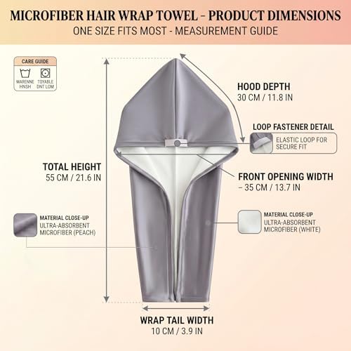 Microfiber Hair Towel Wrap, Satin Quick Dry Turban Women Long - Image 2