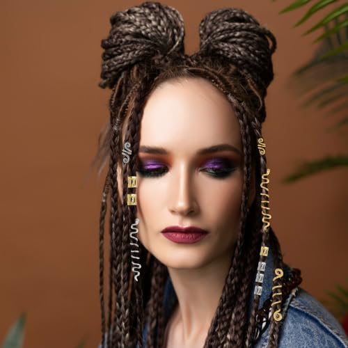 ROSYGLIMM 57Pcs Gold Silver Hair Jewelry for Braids Dreadlock Accessories - Image 5