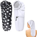 2 Pcs Large Shower Cap for Braids, Extra Long Shower Cap for Women Long Hair & Locs, Waterproof Hair Bonnets for Dreadlocks Drawstring Bath Caps for Women & Men (White, Polka Dots) by Unknown