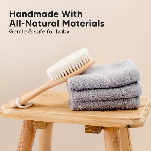 Wooden Baby Hair Brush for Toddler, Infant Cradle Cap (Walnut, Regular) - Image 4
