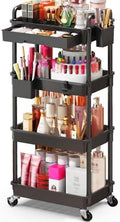 SUNALLY Makeup Cart Organizer with Drawer,4 Tier Rolling Makeup Cart, Black by SUNALLY