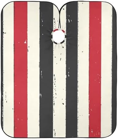 ALAZA Vintage Red White Black Stripes Barber Cape for Men Women, Waterproof Haircut Apron Beard Shaving Bib Hair Cutting Cloth 55 x 65 Inch by ALAZA