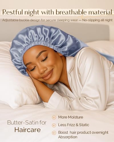 YANIBEST Adjustable Satin Sleep Bonnet, Double Layer Extra Long Hair Bonnet - Image 2