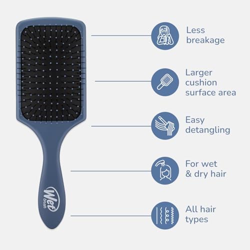 Wet Brush Paddle Detangler Hair Brush, Elemental Blue, Ultra-Soft IntelliFlex Bristles with AquaVent Design, Great For Treatment & Mask Application, Women, Men, Wet, Dry and Damaged Hair - Image 4