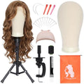22 Inch Canvas Wig Head with Stand,Wig Mannequin Head,White by PWEOUKE