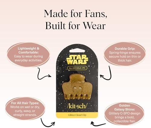 Kitsch x Star Wars Glitter Medium Hair Clip for Women - C-3PO, 1pc - Image 4