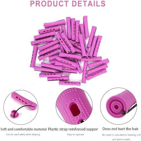Perm Rods Set for Natural Hair, 40Pcs Plastic Cold Wave Rods, Heatless Perming Rods Hair Curler for Women, DIY Hairdressing Tools, Purple, 0.75 Inch - Image 2