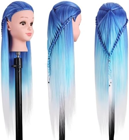 Mannequin Head with Hair, TopDirect 29" Hair Mannequin Manikin Head Synthetic Hair Doll Practice Cosmetology Styling Hairdressing Training Braiding Heads with Clamp Holder and Tools - Image 2