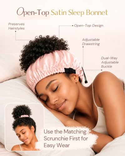 BONNET QUEEN Adjustable Double Layer Silk Like Satin Sleep Bonnet for Women with Scrunchie - Image 2