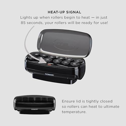 Conair Hot Rollers for Long,Medium & Short Hair,12 Jumbo 1 ½" Heated Hair Rollers with Clips,Hot Curlers for Women,Volume & Curls,Amazon Exclusive,Black,(Pack of 4) - Image 3
