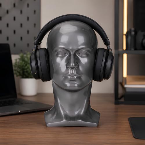 Male Mannequin Head – 13.7” Silver Gray PVC Wig Stand for Hats, Wigs, Glasses – Sturdy, Easy-to-Clean Display for Salon or Home Use - Image 6
