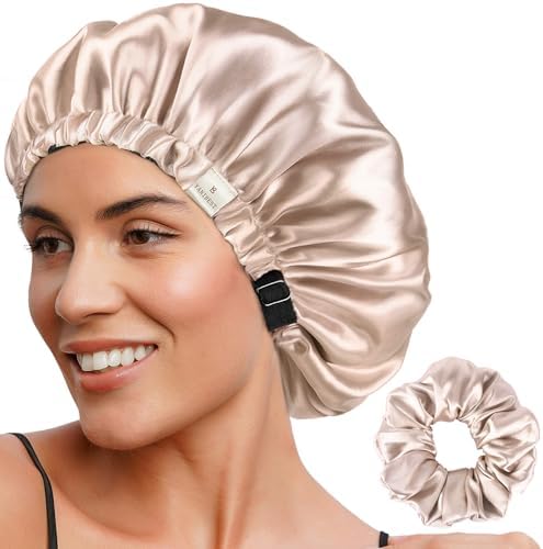YANIBEST Adjustable Satin Bonnet to Reduce Frizz, Silk Feeling Hair Wrap by yanibest