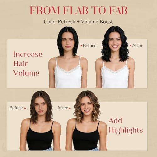 Rich Choices Short Clip In Hair Extensions Real Human Hair-Wave/Curly 6 Pcs Single Clip Hairs Extensions For Women-Mini Clips Hairpieces-12 Inch #4P27 Medium Brown Highlighted Dark Blonde - Image 3