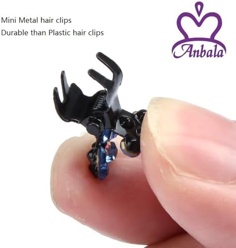 ANBALA 65pcs Mini Hair Clips No-Slip Grip Small Claw Clips Glitter Teeth Clips Rhinestone Hair Clips Metal Clamps Flower Hair Accessories for Women Girls (Mix Color) - Image 3