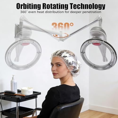 950W Wall Mount Hair Treatment Machine,Orbiting Rotating Hair Processor for Salon Home Use,Time Adjustable,Professional Hair Care for Spa Family (Grey) - Image 2