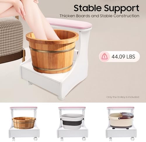 Pedicure Foot Rest Trolley with Wheels and Drawer - Image 5