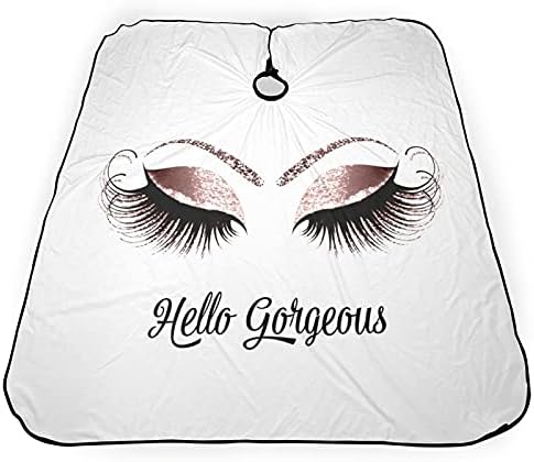 Barber Cape Hello Girl Gorgeous Glitters Eyelash Salon Apron Hair Cutting Cape Barbershop Kits For Women 55''X66'' - Image 4