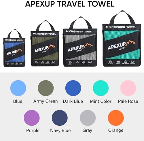 APEXUP Microfiber Travel Towel, Ultra Absorbent Quick Dry Towels, Lightweight Gym Sports Camping Towel for Workout, Yoga, Beach, Shower, Swimming (24"×12", Dark Blue) - Image 5